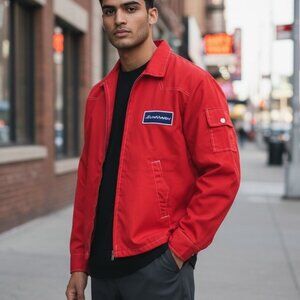 Vintage 80s Mens Med Racing Jacket Car Auto Moto Sunmark Lightweight Hipster